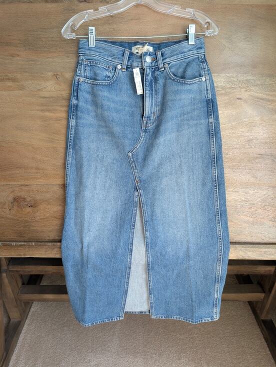 Madewell Dresses & Skirts - Madewell The Rilee Denim Midi Skirt Womens 24 Blue Cotton NWT